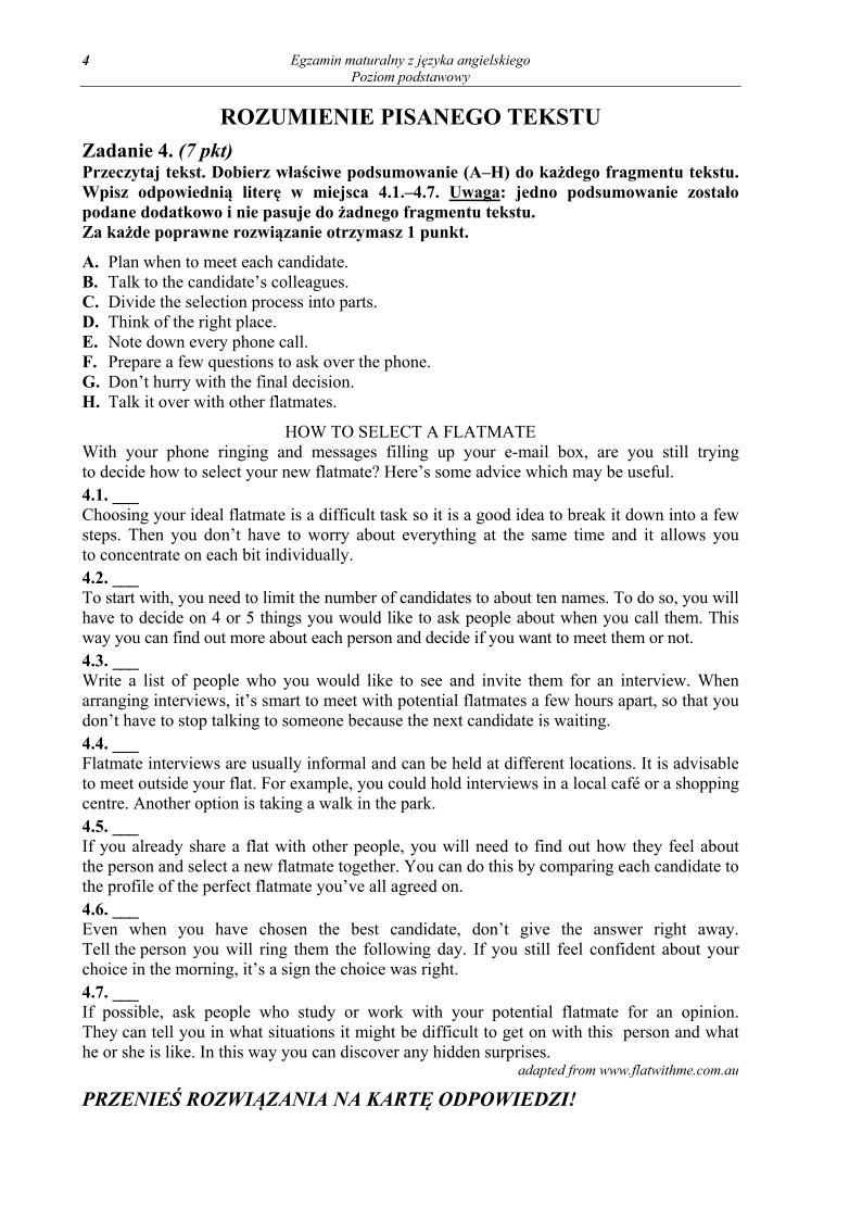 Pytania - język angielski, p. podstawowy, matura 2013-strona-04