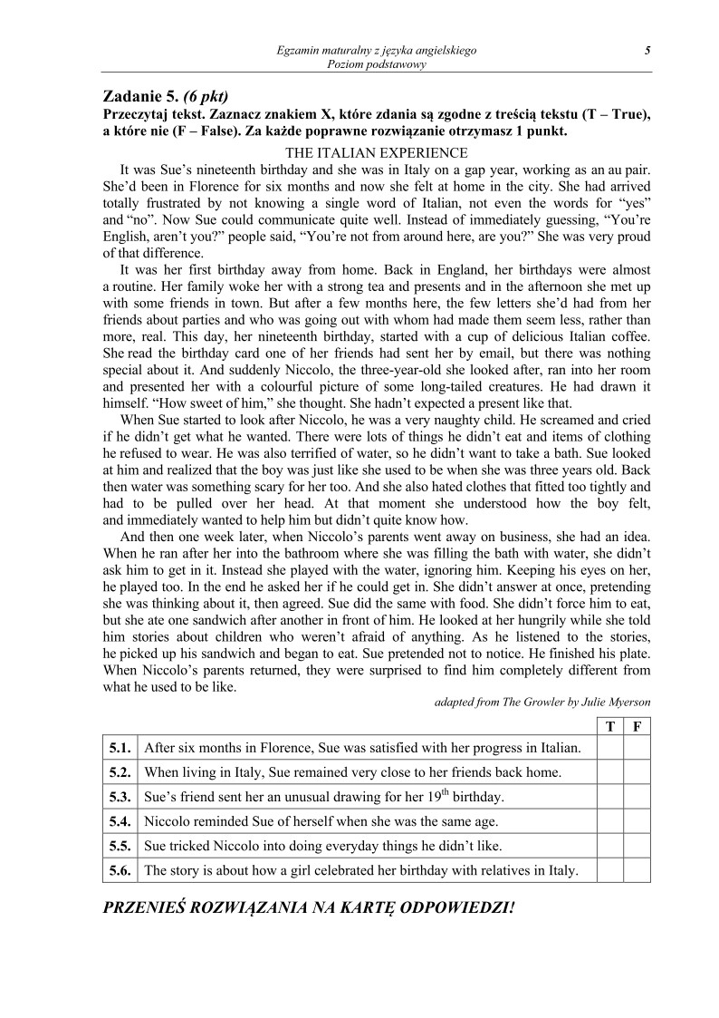 Pytania - język angielski, p. podstawowy, matura 2013-strona-05