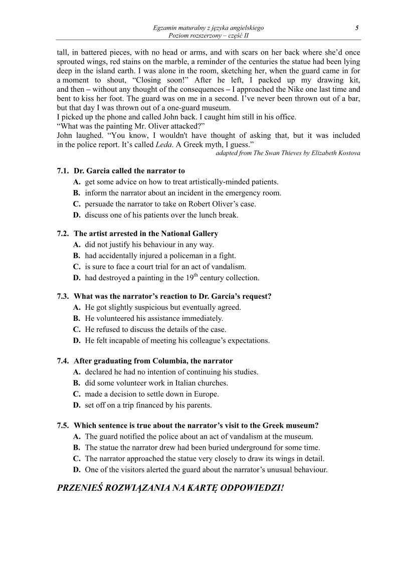 Pytania - język angielski, p. rozszerzony, część II, matura 2013-strona-05