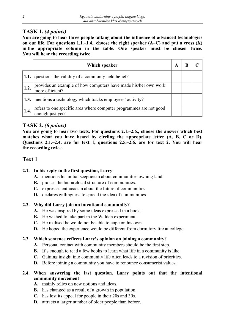 Pytania - j. angielski dla absolwentów klas dwujęzycznych, matura 2013-strona-02