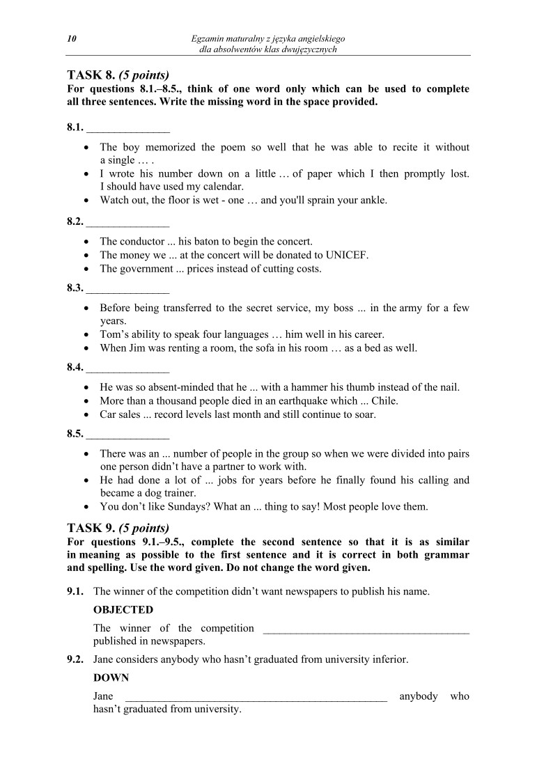 Pytania - j. angielski dla absolwentów klas dwujęzycznych, matura 2013-strona-10
