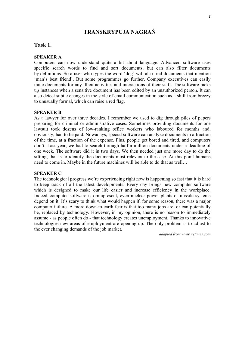 Transkrypcja - j. angielski dla absolwentów klas dwujęzycznych, matura 2013-strona-01