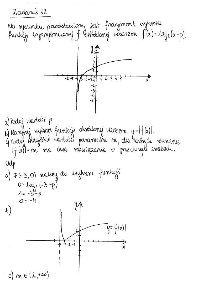 Odpowiedzi - zad. 12 - matematyka, p. rozszerzony, matura 2013