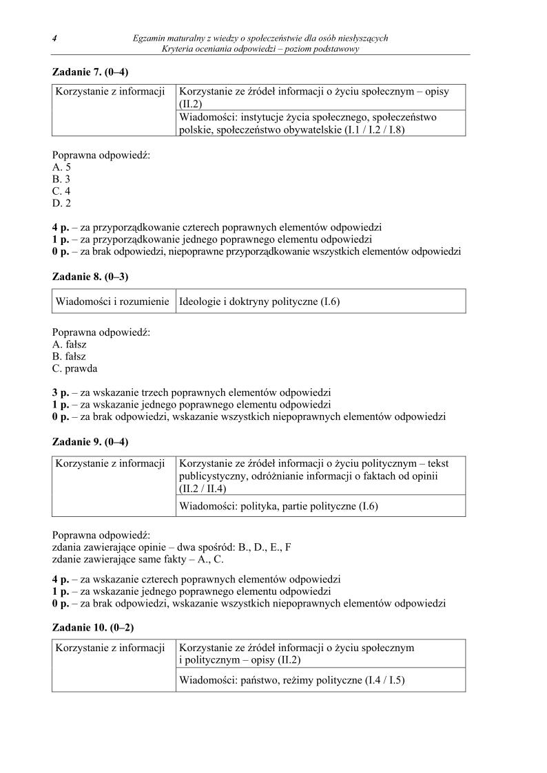 odpowiedzi - wiedza o spoleczenstwie, dla osob nieslyszacych, matura 2013-strona-04