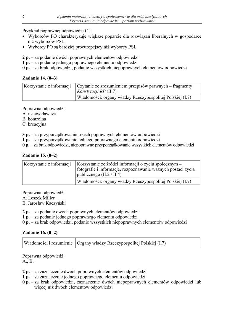 odpowiedzi - wiedza o spoleczenstwie, dla osob nieslyszacych, matura 2013-strona-06