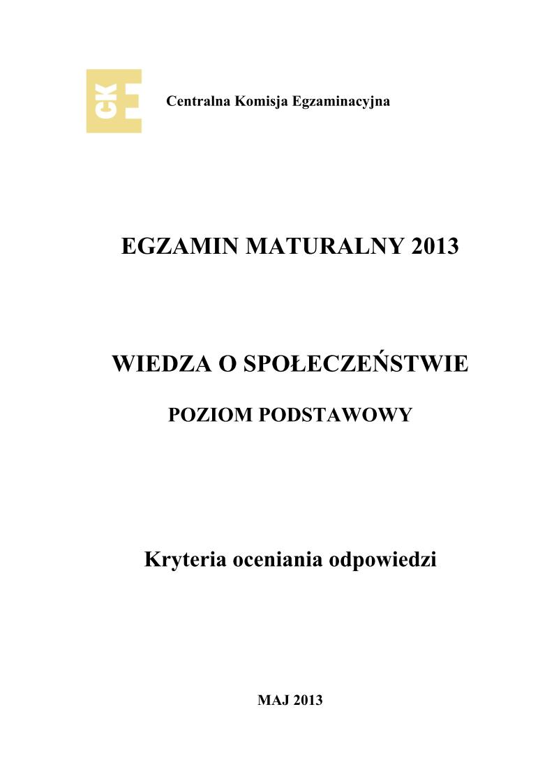 odpowiedzi - wiedza o spoleczenstwie, p. podstawowy, matura 2013-strona-01