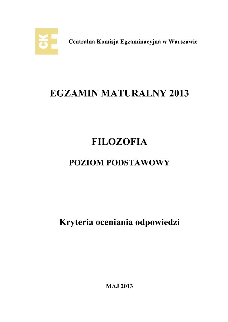 odpowiedzi - filozofia, p. podstawowy, matura 2013-strona-01