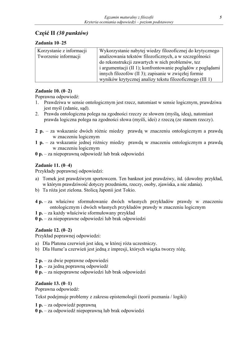 odpowiedzi - filozofia, p. podstawowy, matura 2013-strona-05