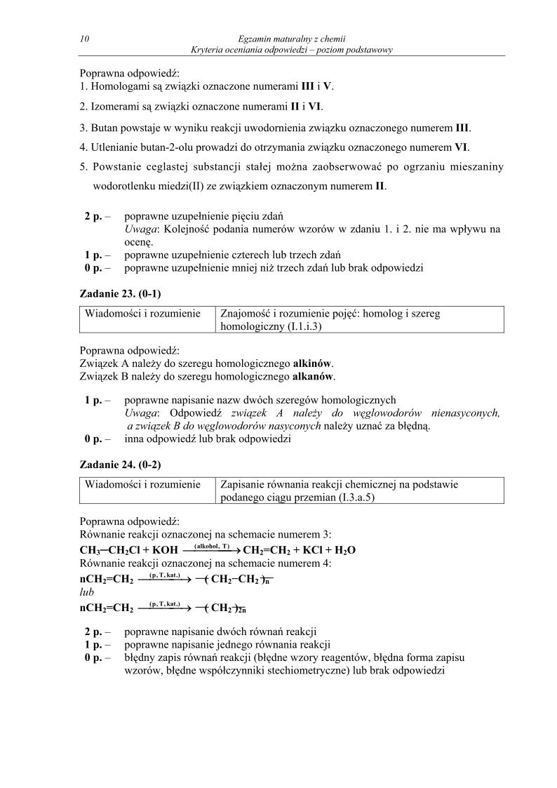 odpowiedzi - chemia, p. podstawowy, matura 2013-strona-10