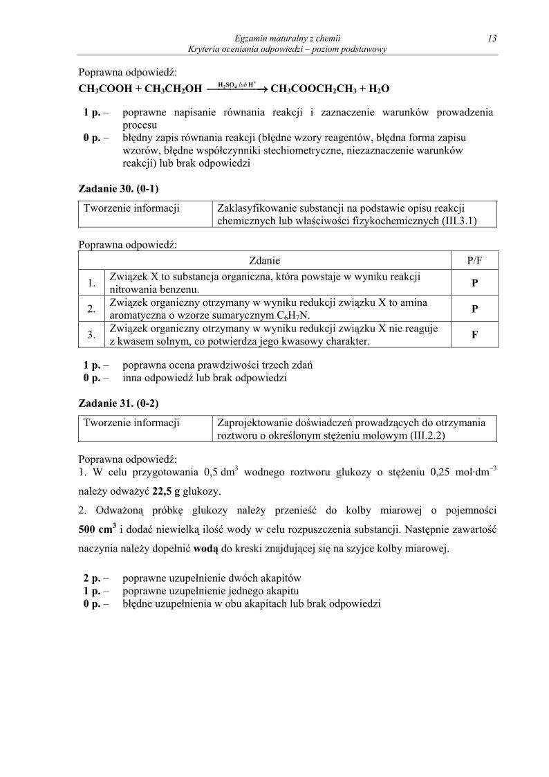 odpowiedzi - chemia, p. podstawowy, matura 2013-strona-13