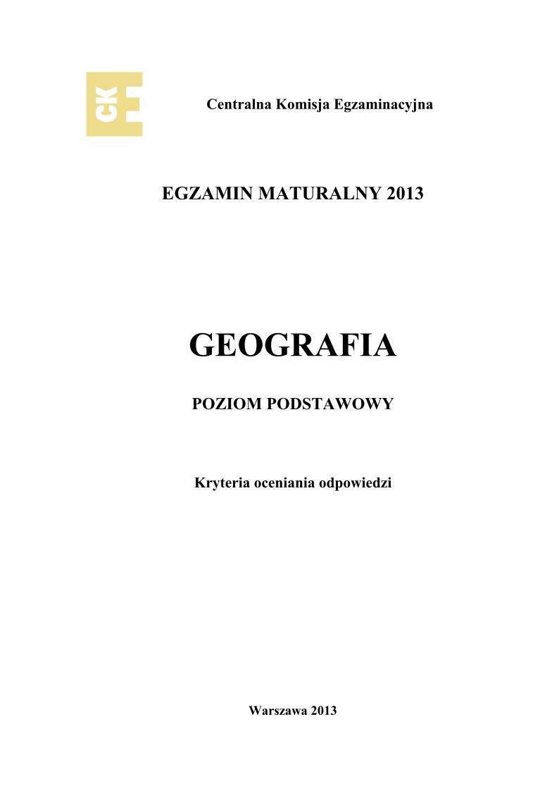 odpowiedzi -geografia , p. podstawowy, matura 2013-strona-01