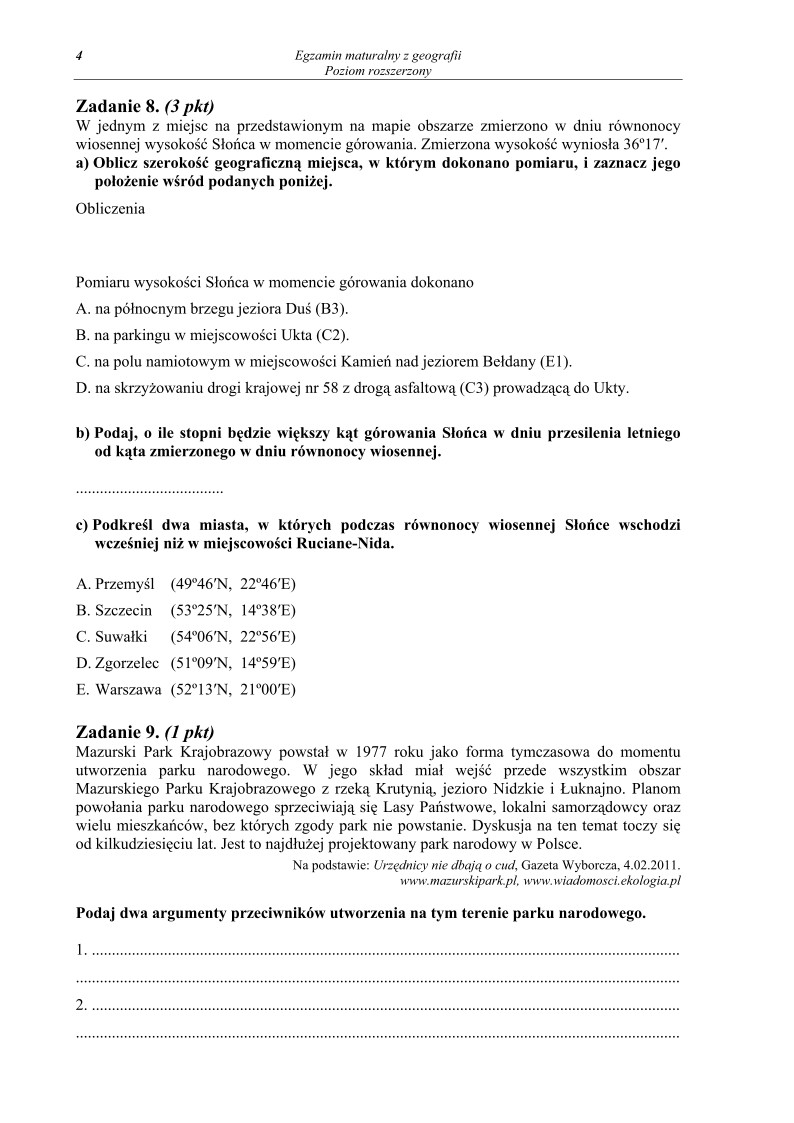 Pytania - geografia, p. rozszerzony, matura 2013-strona-04