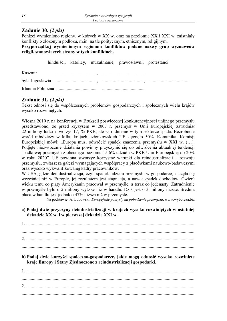 Pytania - geografia, p. rozszerzony, matura 2013-strona-16