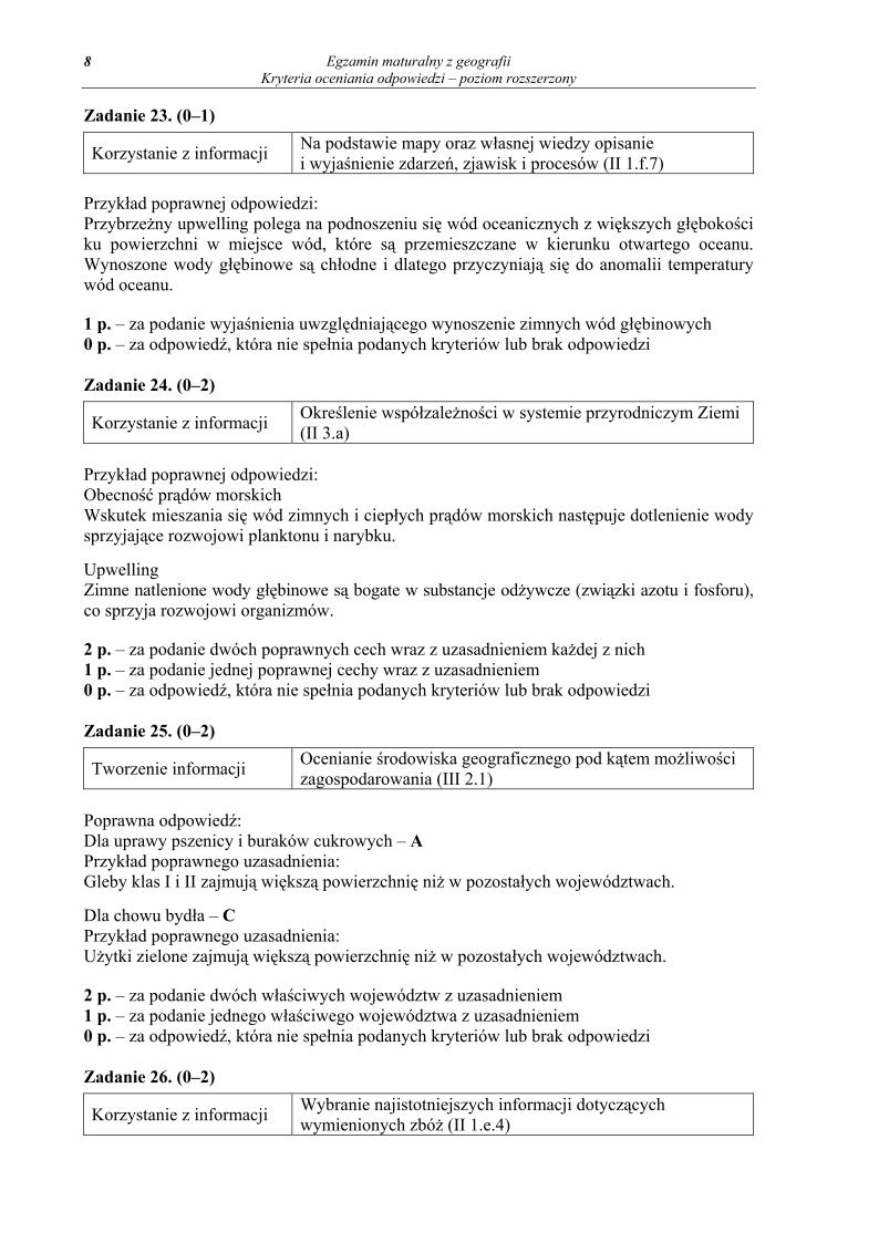 odpowiedzi -geografia , p. rozszerzonyy, matura 2013-strona-08