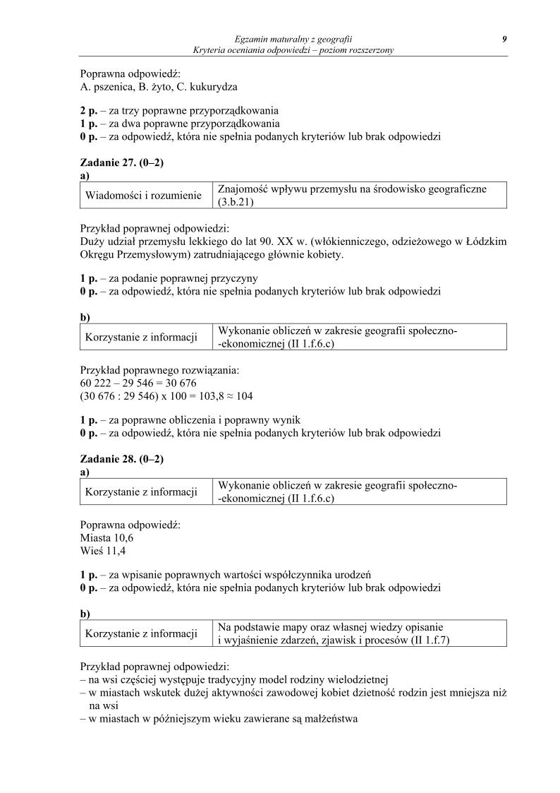 odpowiedzi -geografia , p. rozszerzonyy, matura 2013-strona-09