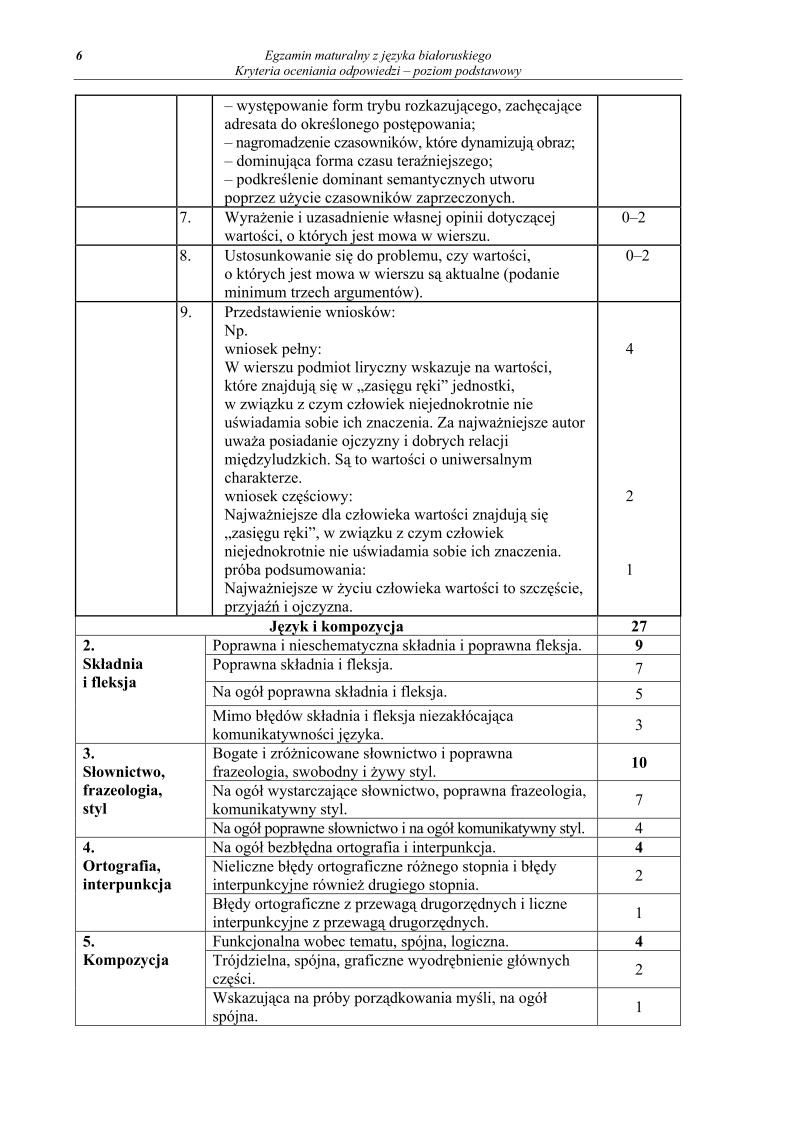 odpowiedzi - j. bialoruski, p. podstawowy, matura 2013-strona-06