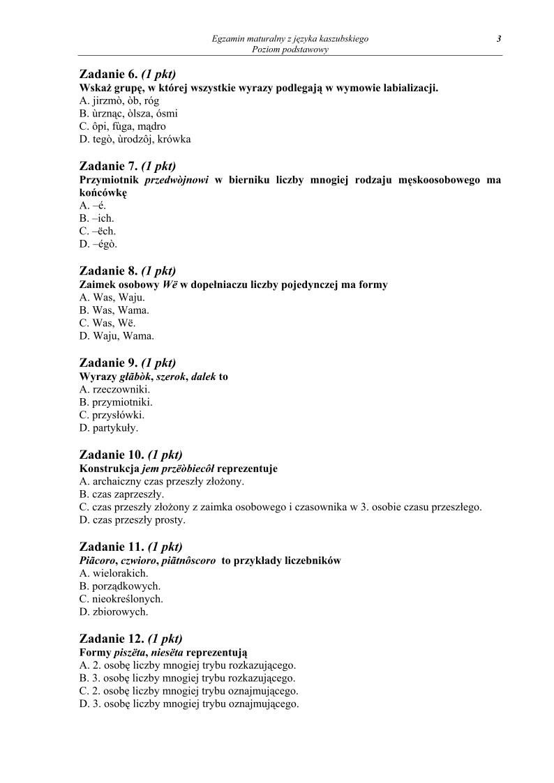 Pytania - język kaszubski, p. podstawowy, matura 2013-strona-03