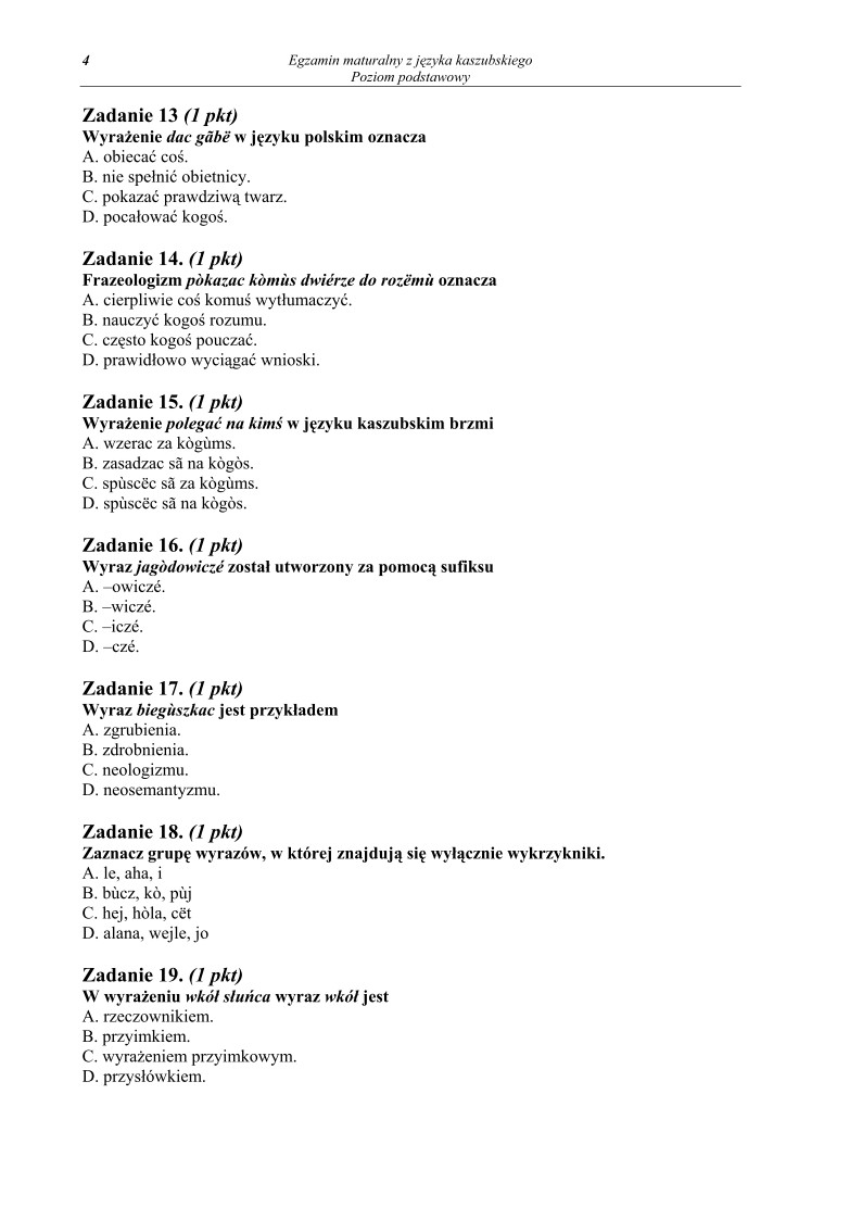Pytania - język kaszubski, p. podstawowy, matura 2013-strona-04