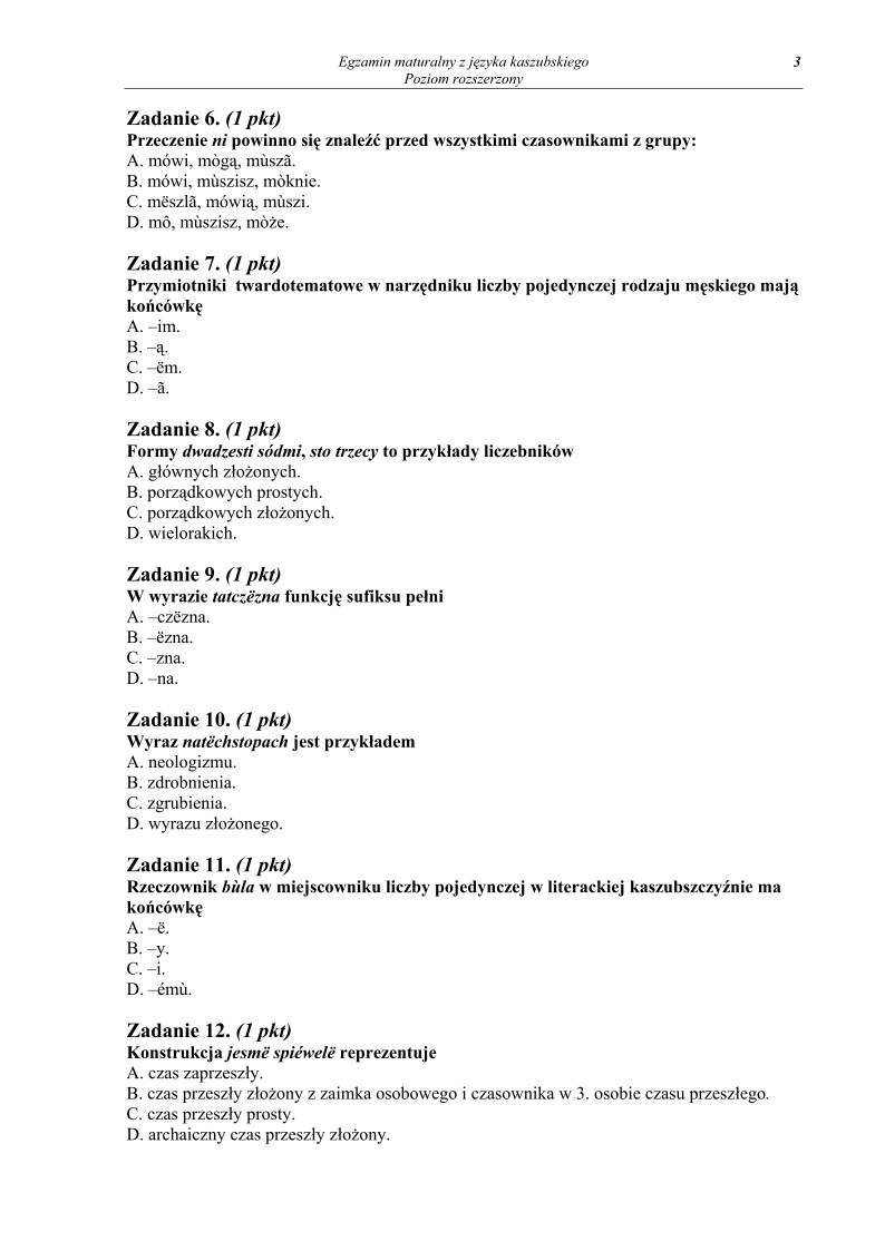 Pytania - język kaszubski, p. rozszerzony, matura 2013-strona-03