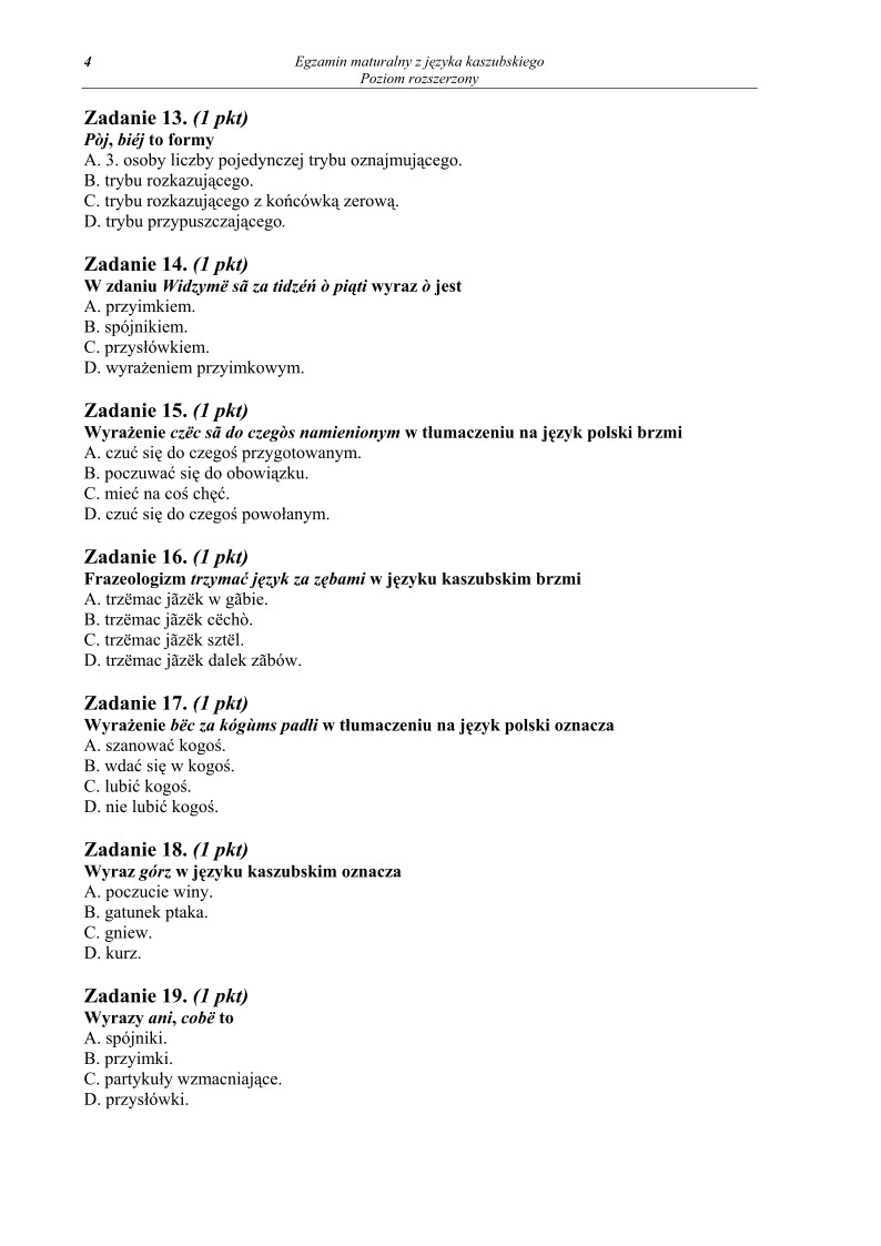 Pytania - język kaszubski, p. rozszerzony, matura 2013-strona-04