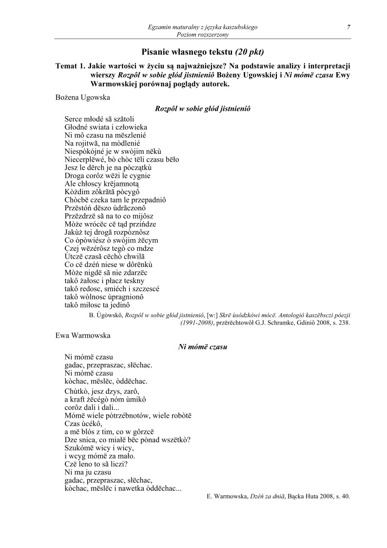 Pytania - język kaszubski, p. rozszerzony, matura 2013-strona-07