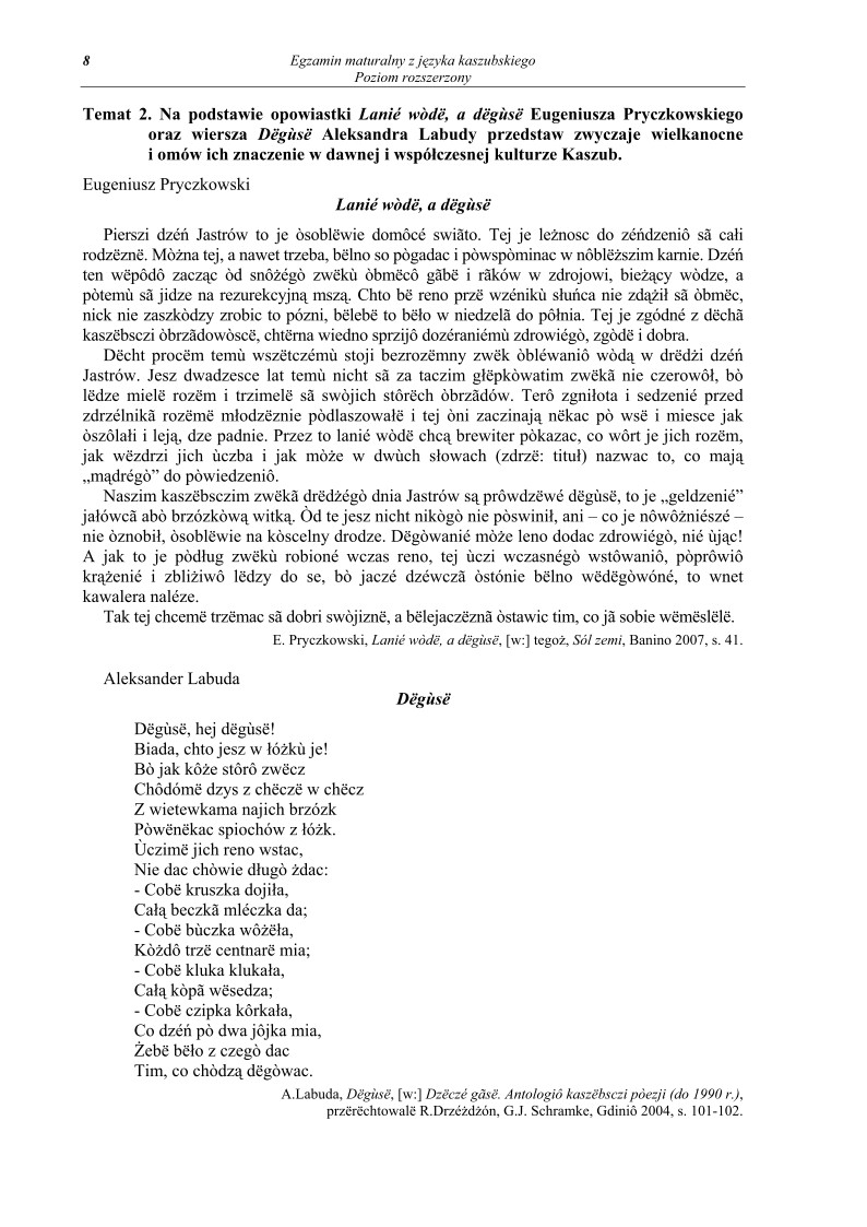 Pytania - język kaszubski, p. rozszerzony, matura 2013-strona-08