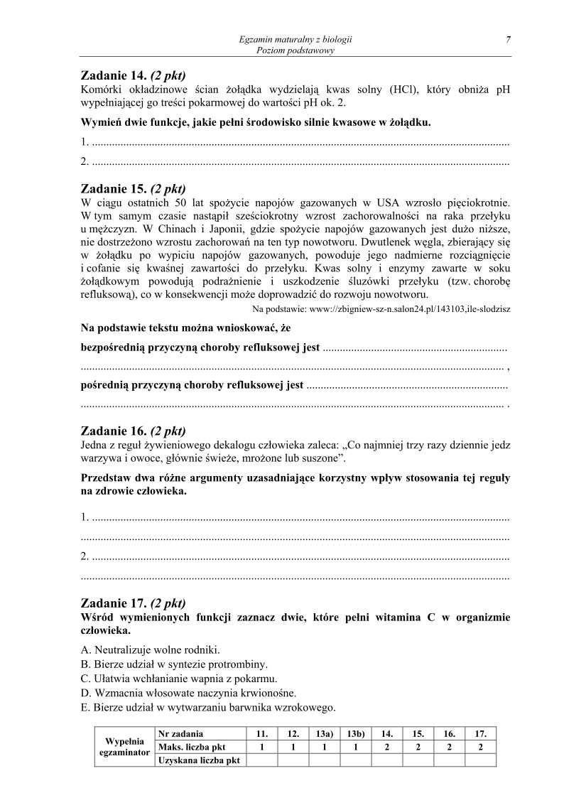 Pytania - biologia, p. podstawowy, matura 2013-strona-07