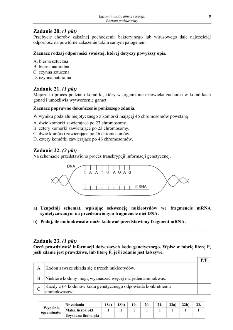Pytania - biologia, p. podstawowy, matura 2013-strona-09