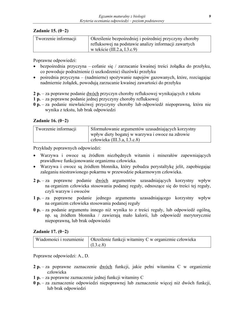 odpowiedzi - biologia, p. podstawowy, matura 2013-strona-09