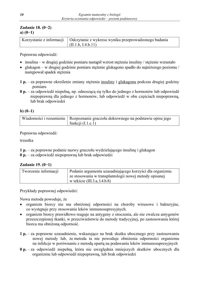 odpowiedzi - biologia, p. podstawowy, matura 2013-strona-10