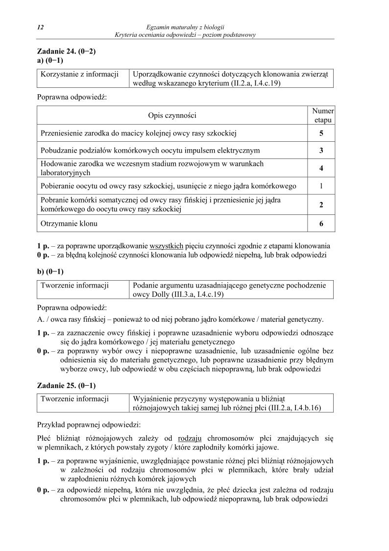 odpowiedzi - biologia, p. podstawowy, matura 2013-strona-12