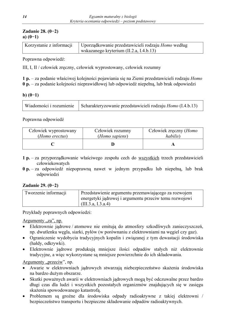 odpowiedzi - biologia, p. podstawowy, matura 2013-strona-14