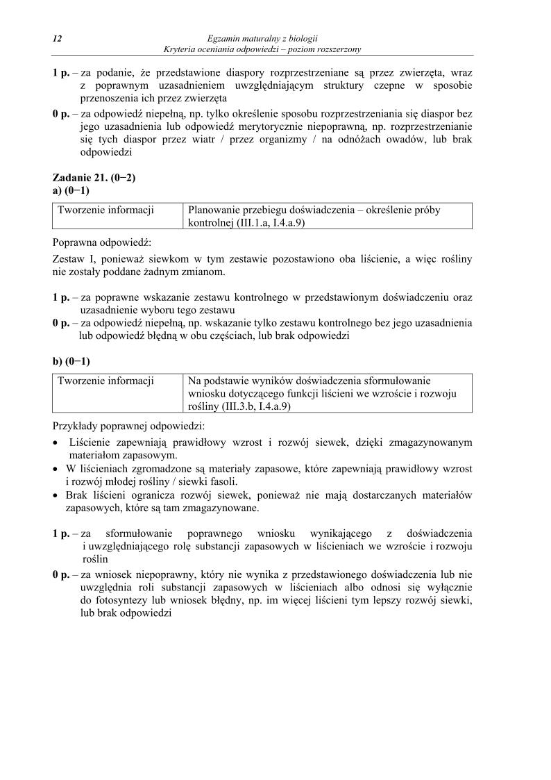 odpowiedzi - biologia, p. rozszerzony, matura 2013-strona-12