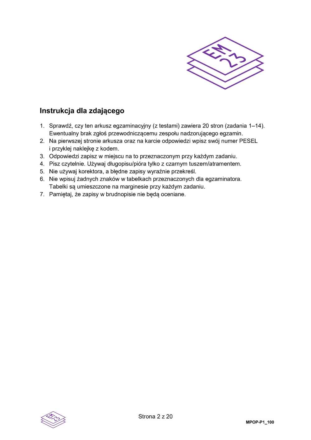 Arkusz 1 – testy - polski podstawowy - matura 2025 - maj - 0002