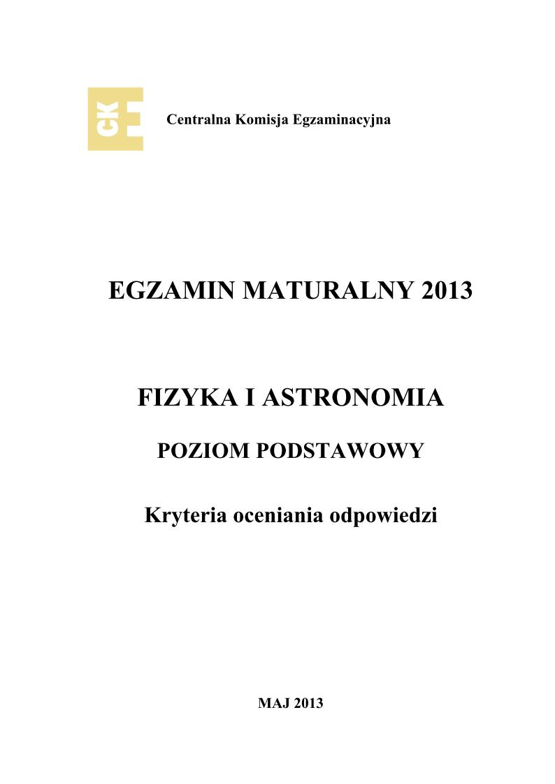odpowiedzi - fizyka i astronomia, p. podstawowy, matura 2013-strona-01