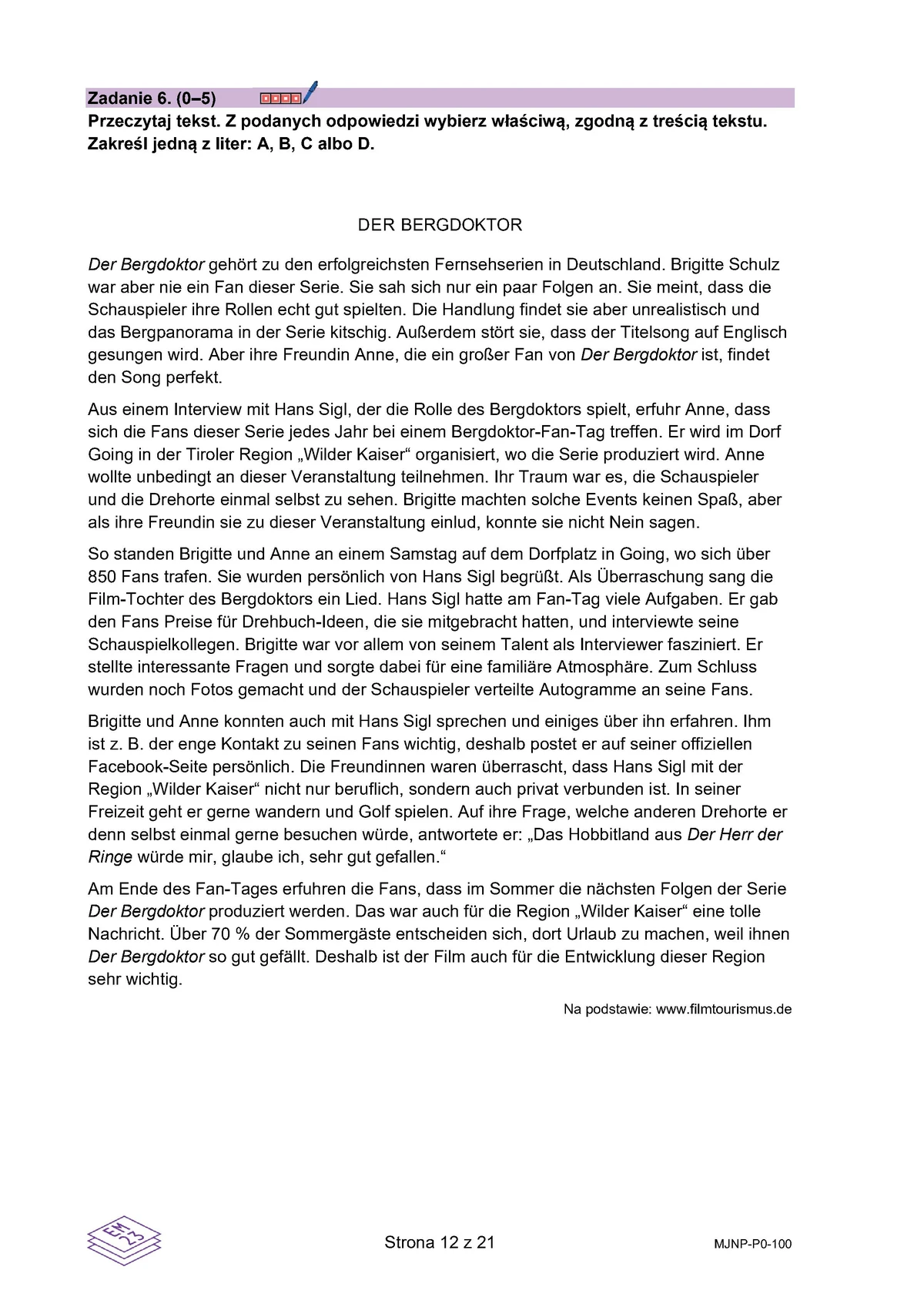 arkusz - niemiecki podstawowy - matura 2025 - maj - 0012