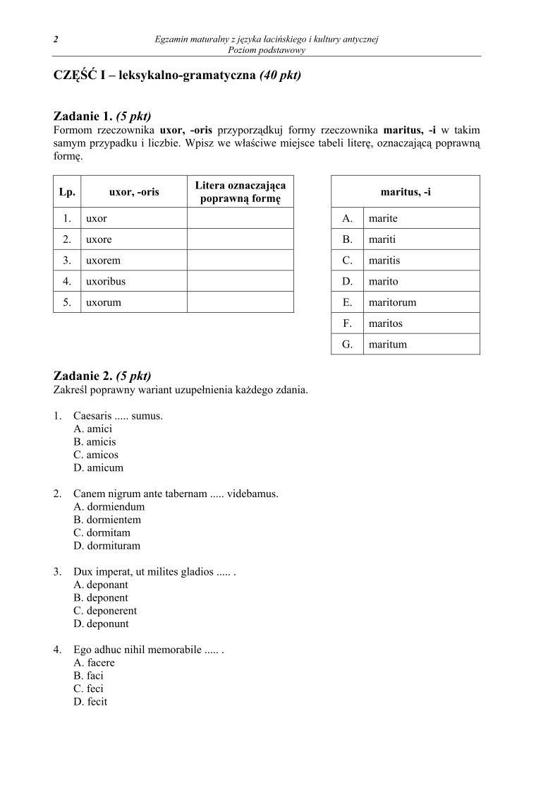 Pytania - j. łaciński i kultura antyczna, p. podstawowy, matura 2013-strona-02
