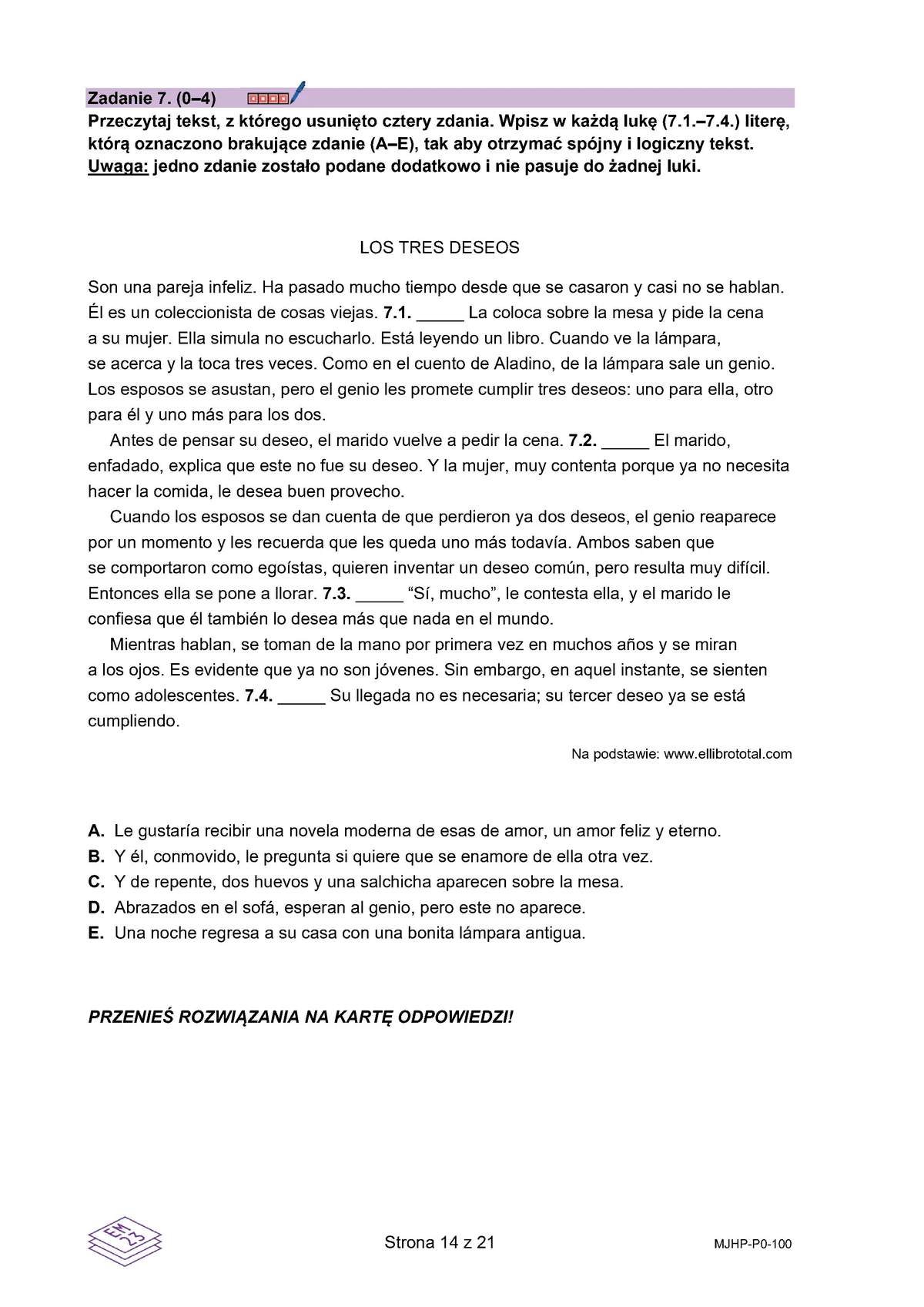 arkusz - hiszpański podstawowy - matura 2025 - maj - 0014