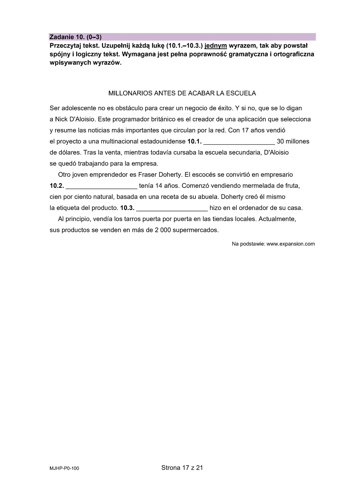 arkusz - hiszpański podstawowy - matura 2025 - maj - 0017