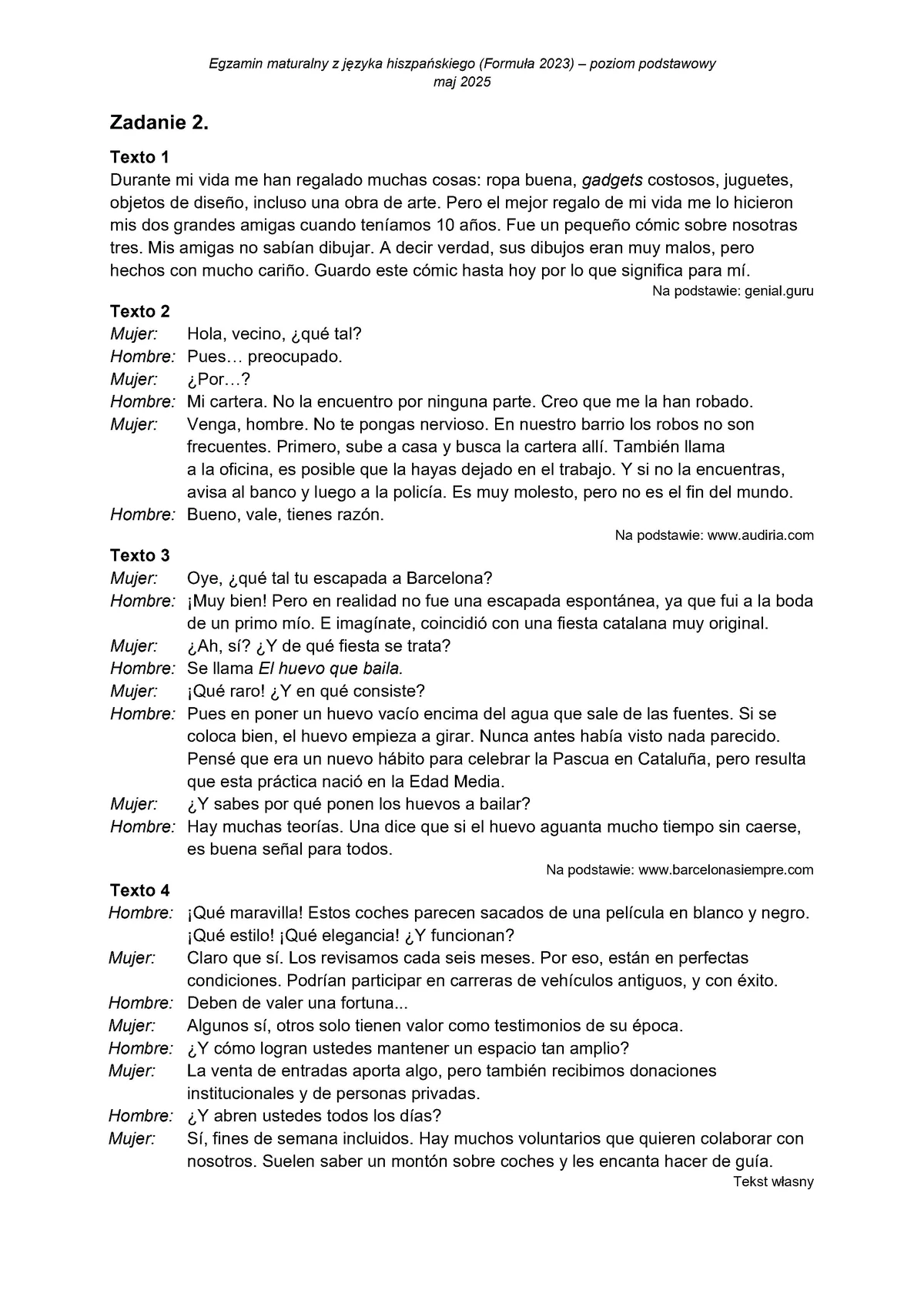 transkrypcja - hiszpański podstawowy - matura 2025 - maj - 0002