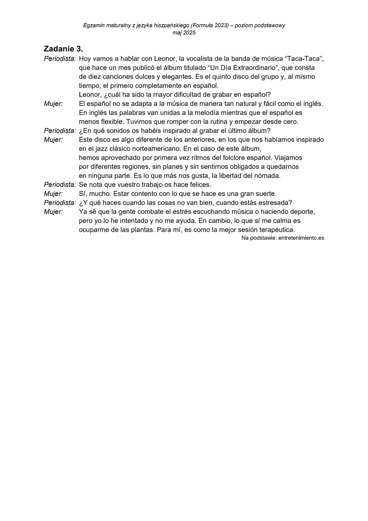 transkrypcja - hiszpański podstawowy - matura 2025 - maj - 0003