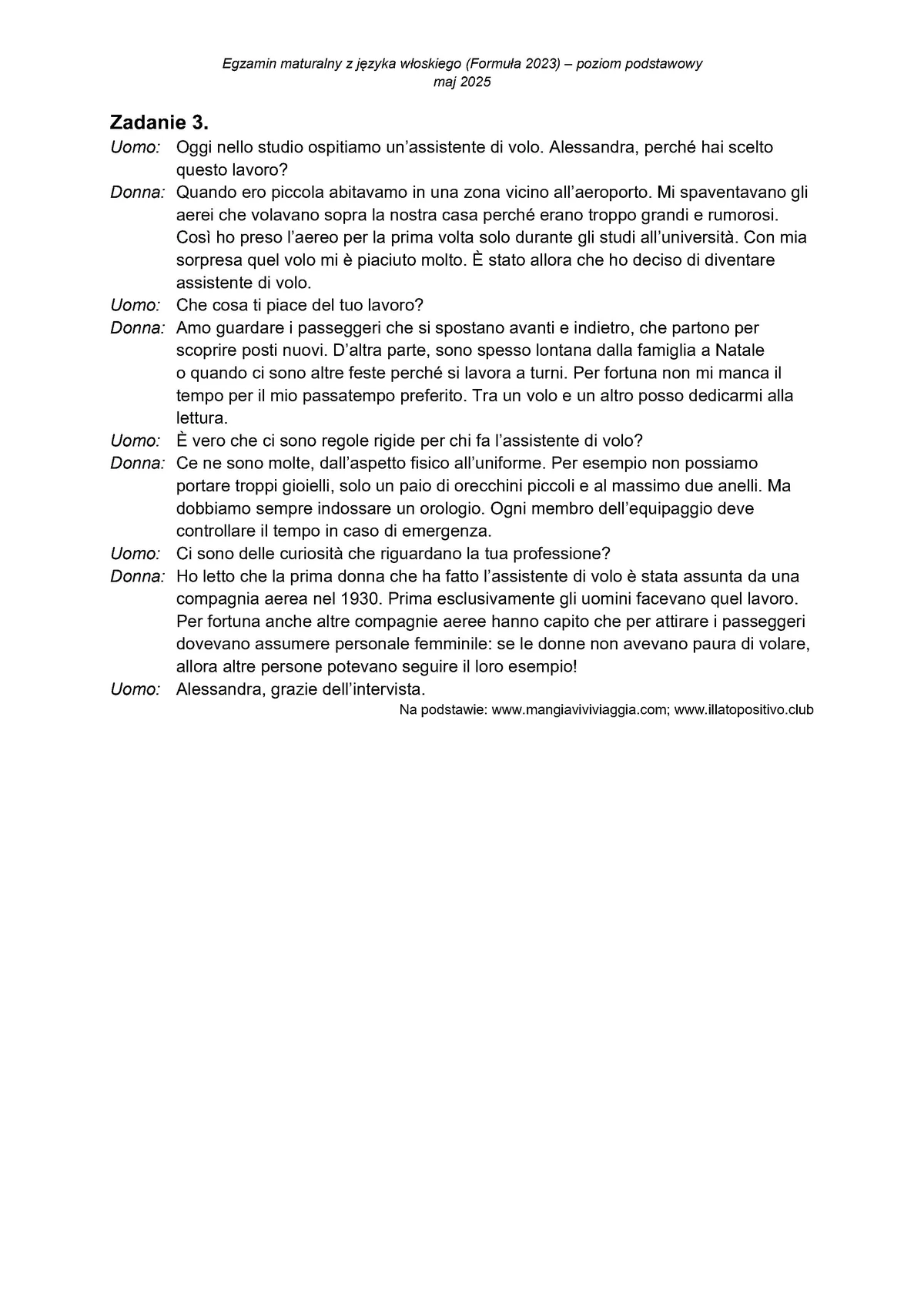 transkrypcja - włoski podstawowy - matura 2025 - maj - 0003
