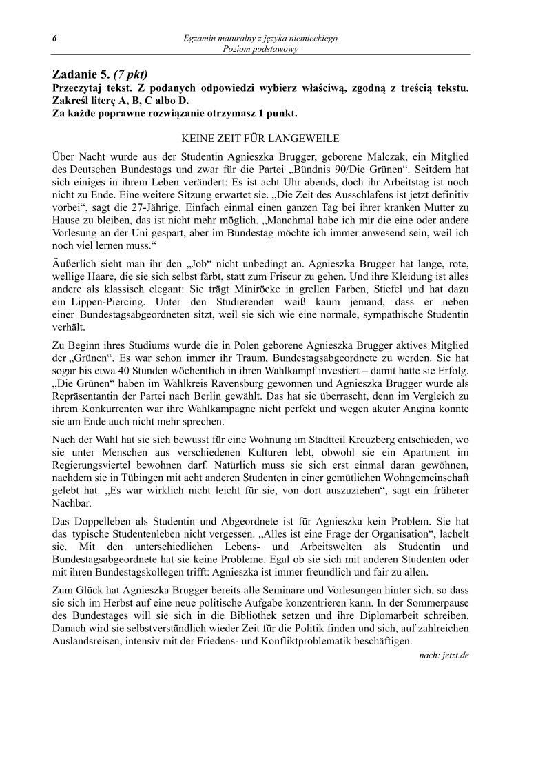 Pytania - j. niemiecki, p. podstawowy, matura 2013-strona-06