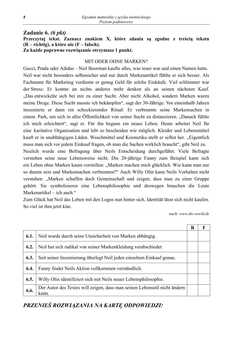 Pytania - j. niemiecki, p. podstawowy, matura 2013-strona-08