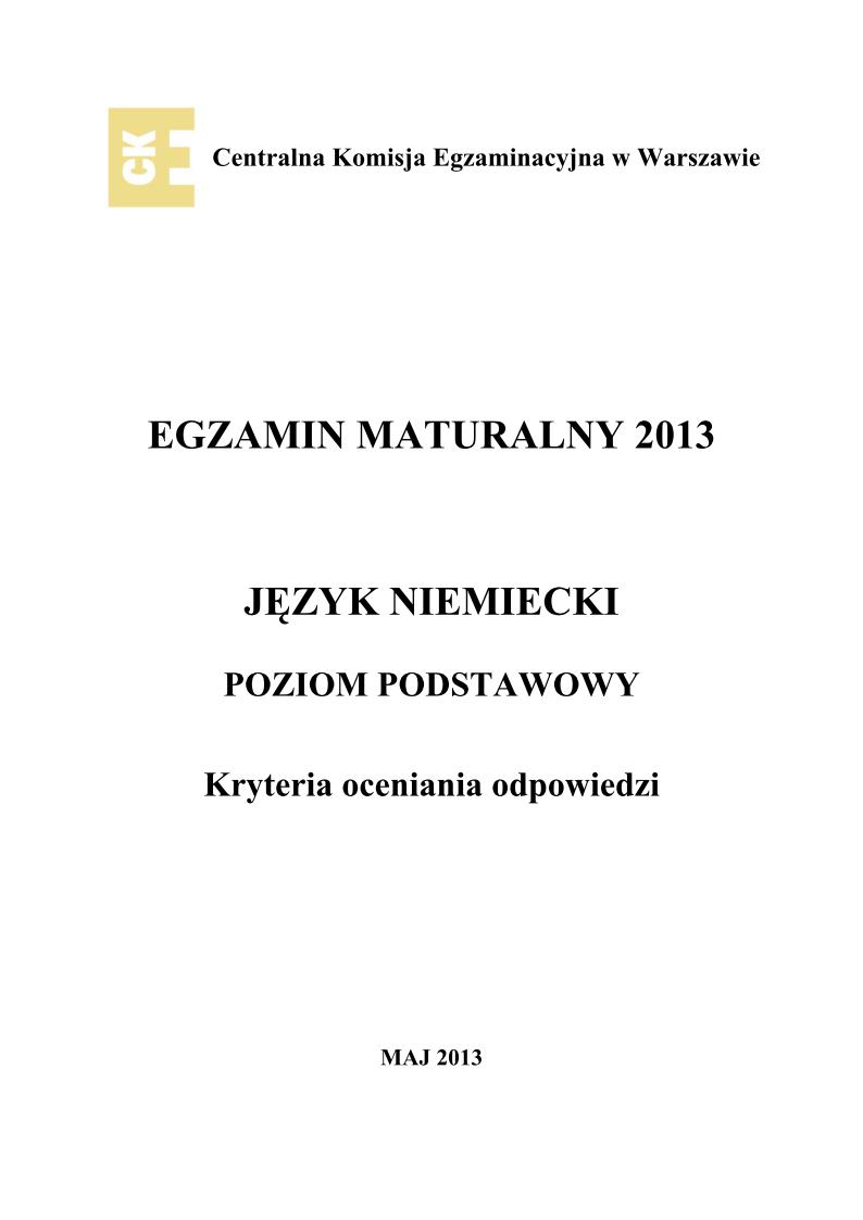 odpowiedzi - j. niemiecki, p. podstawowy, matura 2013-strona-01