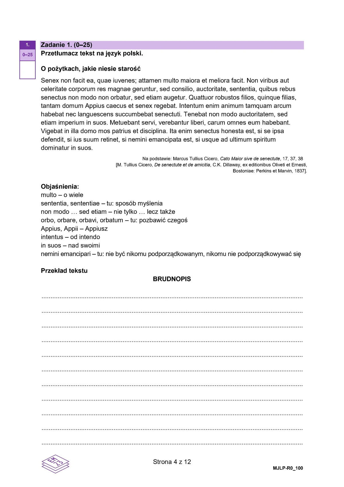 arkusz - łacina - matura 2025 - maj - 0004