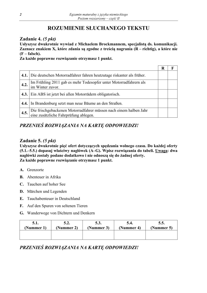 Pytania - j. niemiecki, p. rozszerzony, cz. II, matura 2013-strona-02