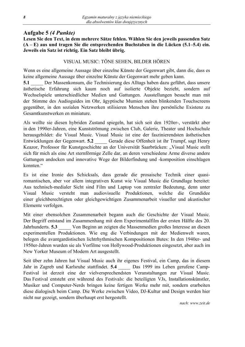 Pytania - j. niemiecki dla absolwentów klas dwujęzycznych, matura 2013-strona-08