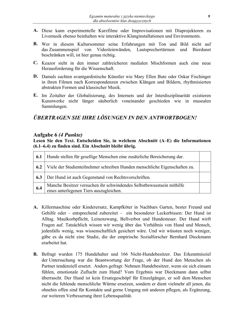 Pytania - j. niemiecki dla absolwentów klas dwujęzycznych, matura 2013-strona-09