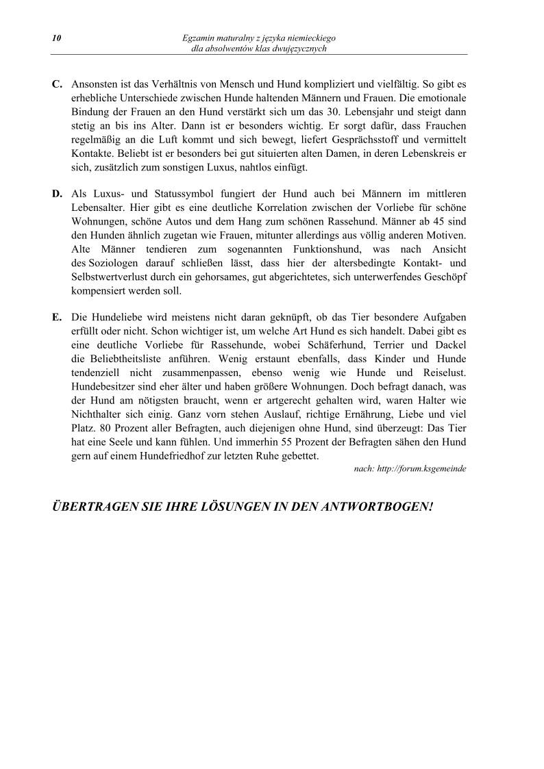 Pytania - j. niemiecki dla absolwentów klas dwujęzycznych, matura 2013-strona-10